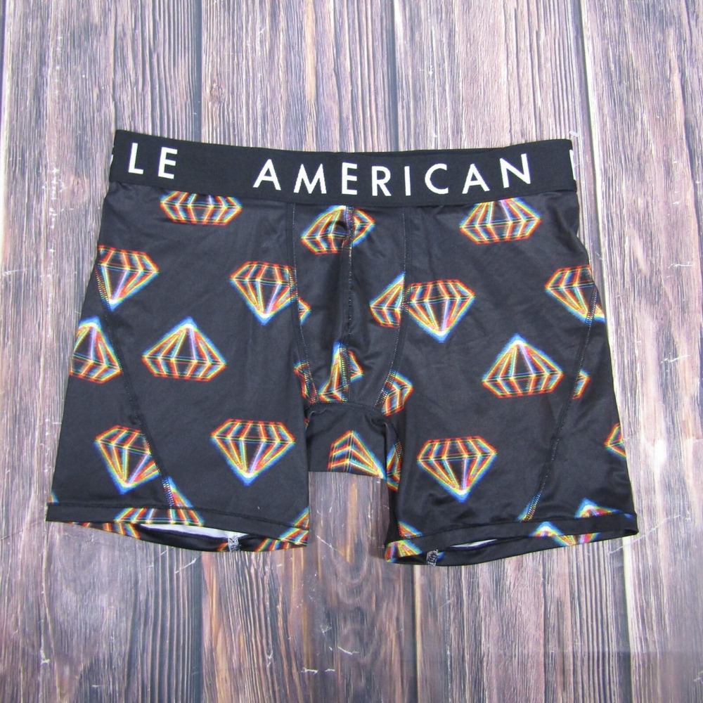American Eagle NEW NWT Mens Medium Boxer Briefs Black Diamonds Gift Fathers Day